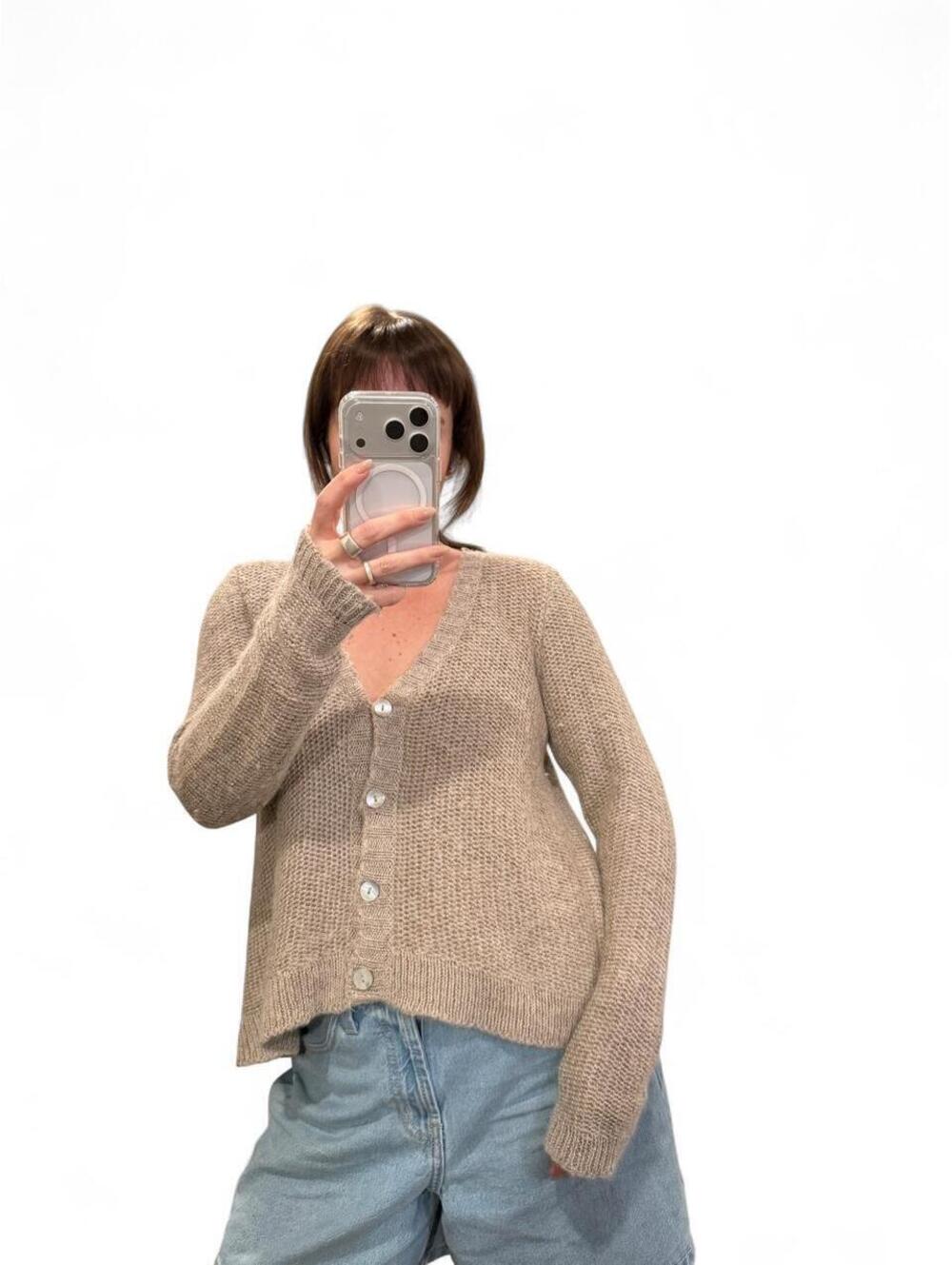 Eileen Fisher Oatmeal Alpaca Blend Cardigan – XS